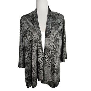 Chico's Travelers Size 2 Large Slinky Cheetah Animal Print Open Front Cardigan